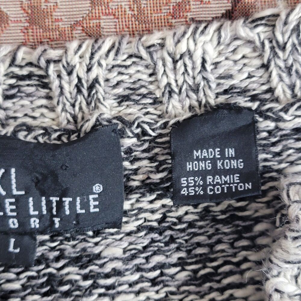 Carole Little Sweater Womens Large Heathered Black White Geometric 3/4 Sleeve - Picture 10 of 11